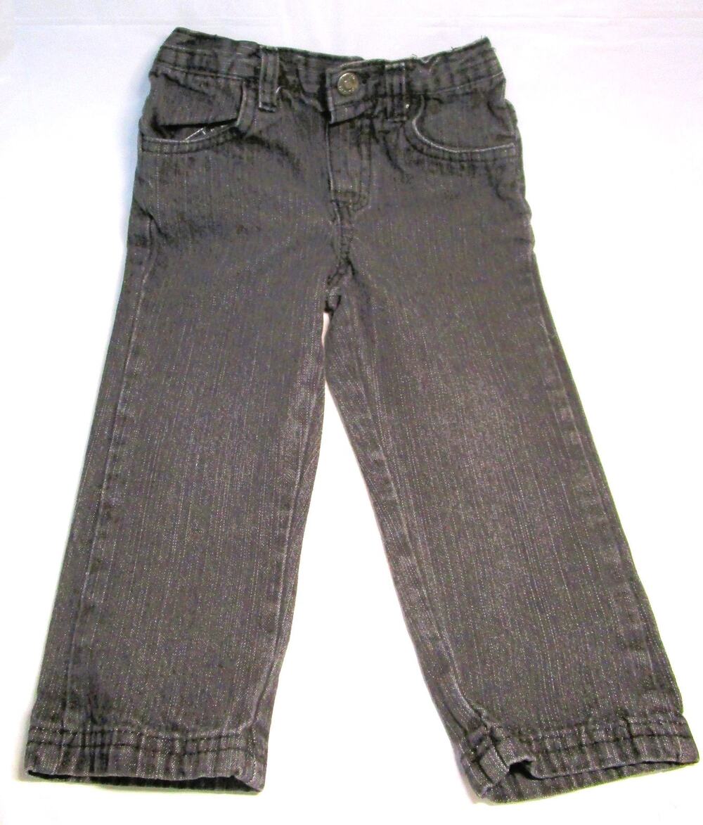 Young Hearts Girls Black Denim Jeans Size 2T Stretch Waist Metal Button Pockets